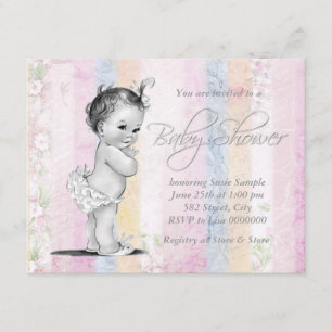 Invitation Baby-Shower Arc-en-Ciel Pastel Rétro