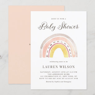 Invitation Baby shower arc-en-ciel Pastel Watercolor