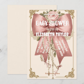 invitation baby shower arc en ciel rose coquette