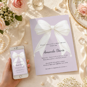 Invitation Baby Shower arc en ciel rose lavande ivoire