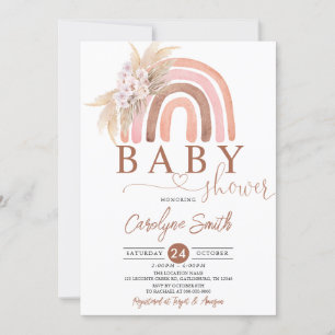 Invitation Baby shower arc-en-ciel rose Pampas Grass Boho
