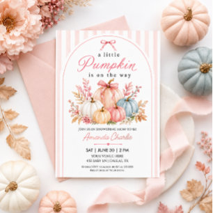 Invitation Baby Shower Arc-en-Ciel Rose Pastel de Citrouille