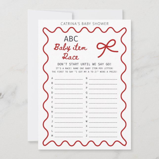 Invitation Baby Shower Arc-en-ciel Rouge - Nom éditable, 5x7 (Devant)