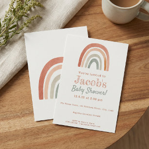 Invitation Baby shower arc-en-ciel rustique minimaliste invit