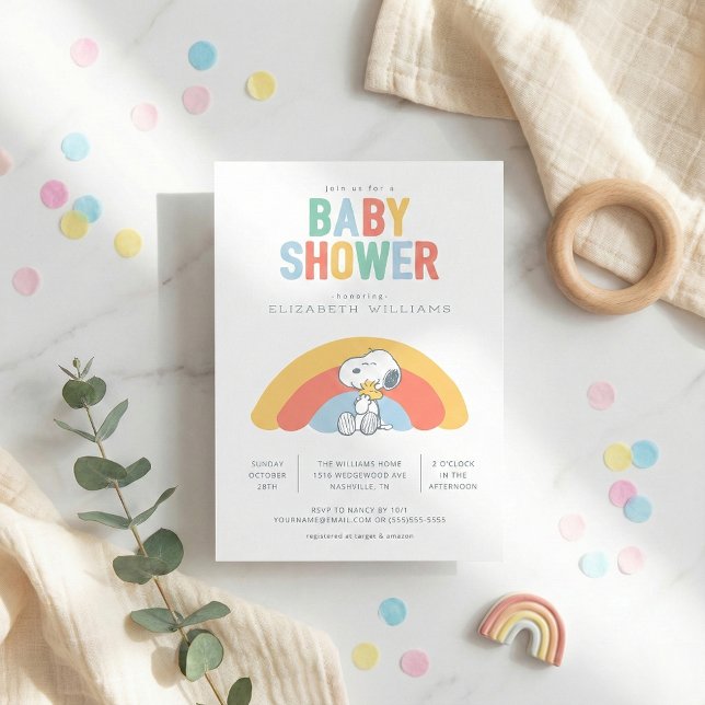 Invitation Baby shower arc-en-ciel Snoopy & Woodstock (Créateur téléchargé)