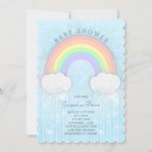 Invitation Baby shower arc-en-ciel Sparkle Pastel
