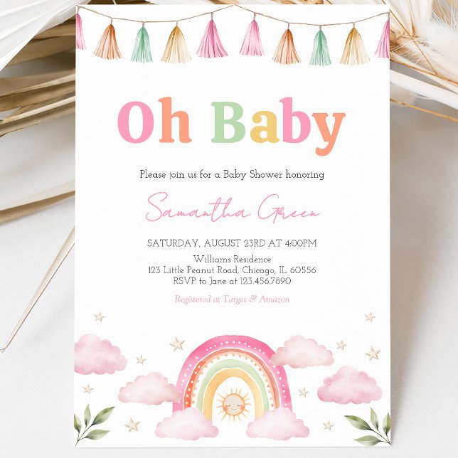 Invitation Baby Shower Arc-en-Ciel Sunshine (Créateur téléchargé)