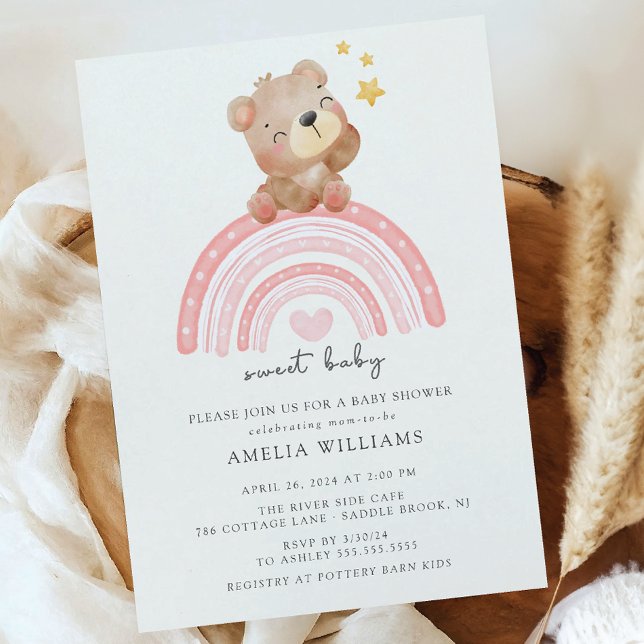 Invitation Baby shower arc-en-ciel Teddy Bear (Créateur téléchargé)