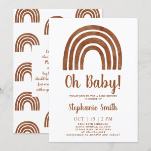 Invitation Baby shower arc-en-ciel Terracotta