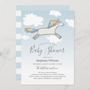 Invitation Baby shower arc-en-ciel Unicorn à main