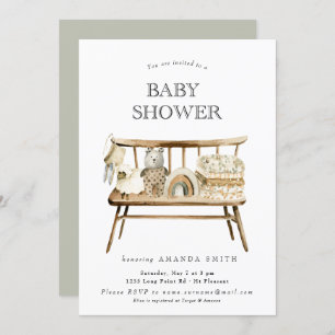 Invitation Baby shower arc-en-ciel vert de la cage verte et n