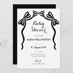 Invitation Baby shower arc-en- noir et blanc à cravate douce