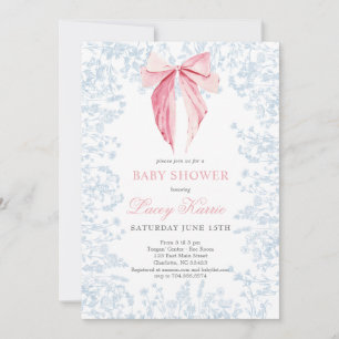 Invitation Baby shower arc rose et bleu