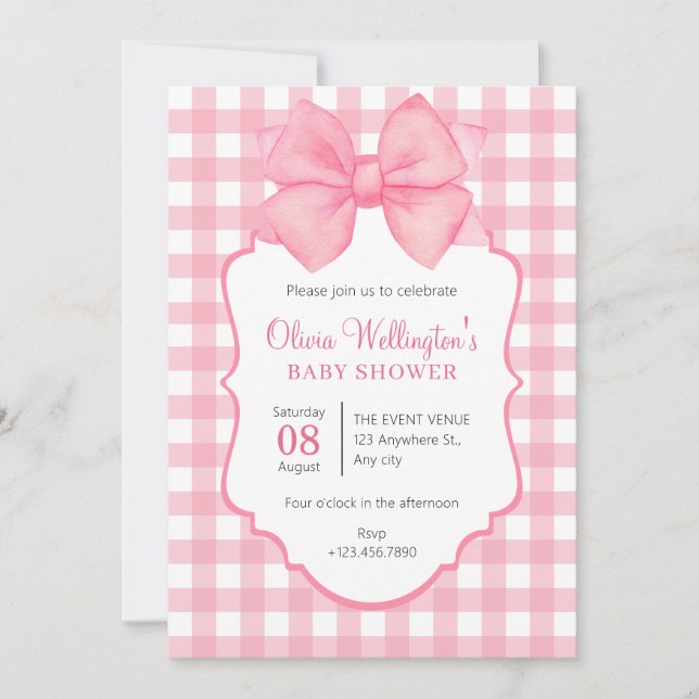 Invitation baby shower arc rose pastel (Devant)