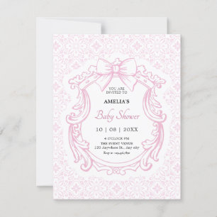 Invitation Baby shower arc rose pastel vintage orné
