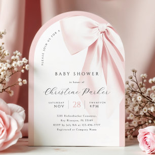 Invitation Baby shower Arch Pink Bow