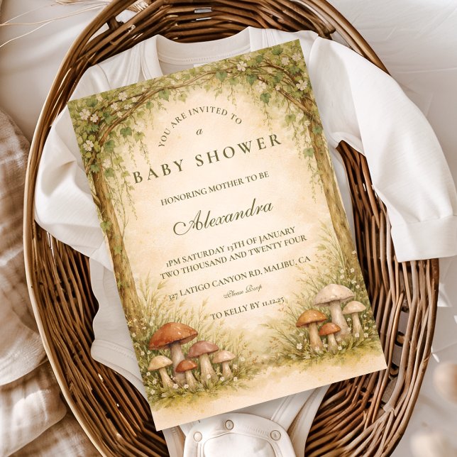 Invitation Baby Shower Arche Champignon de Bois (Créateur téléchargé)
