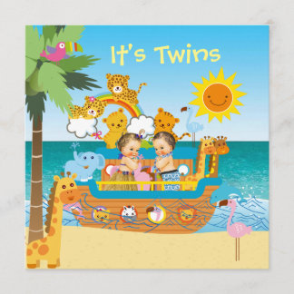 Invitation Baby shower Ark Twins