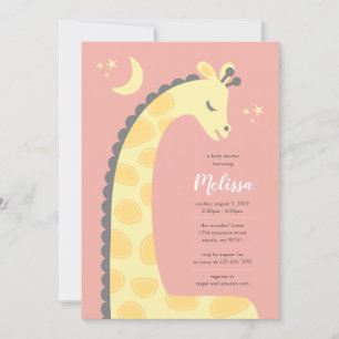 Invitation Baby shower Arrière - plan Giraffe rose