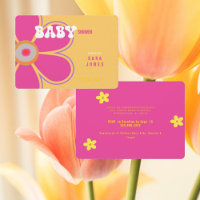 Baby shower arrondi à fleurs roses chaudes rétro