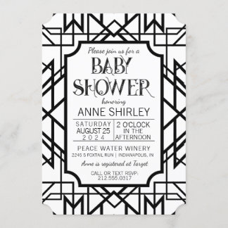 Invitation Baby shower Art déco Gatsby années 1920
