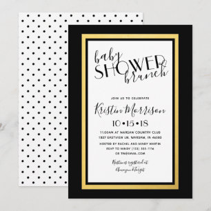 Invitation Baby shower Art Déco Noir & Or