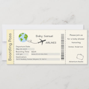 Invitation baby shower, Attente aventure, Voyage