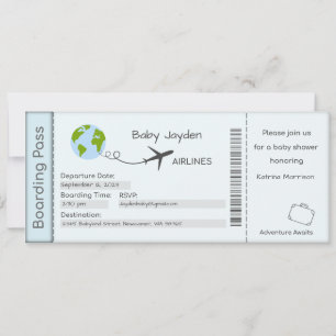 Invitation baby shower, Attente aventure, Voyage