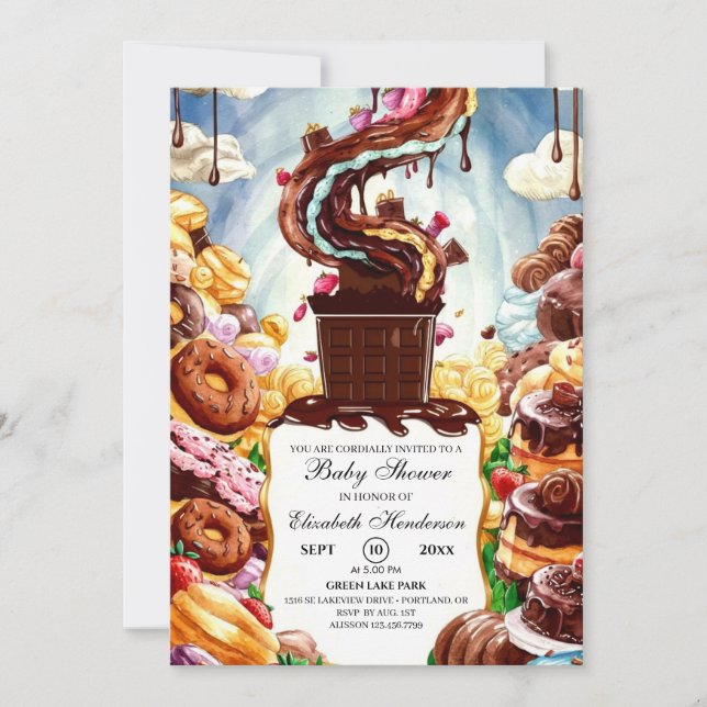Invitation Baby shower au chocolat Boho (Devant)
