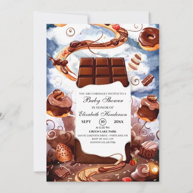 Invitation Baby shower au chocolat simple (Devant)