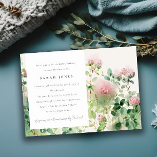 Invitation Baby Shower au Jardin Floral Aquarelle Rose Tendre