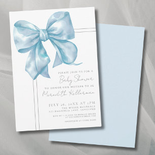 Invitation Baby Shower au Ruban Bleu Clair Élégant