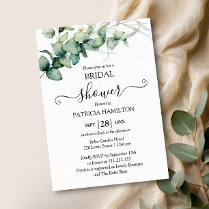 Invitation Baby-Shower au Thème de l'Eucalyptus et de la Verd