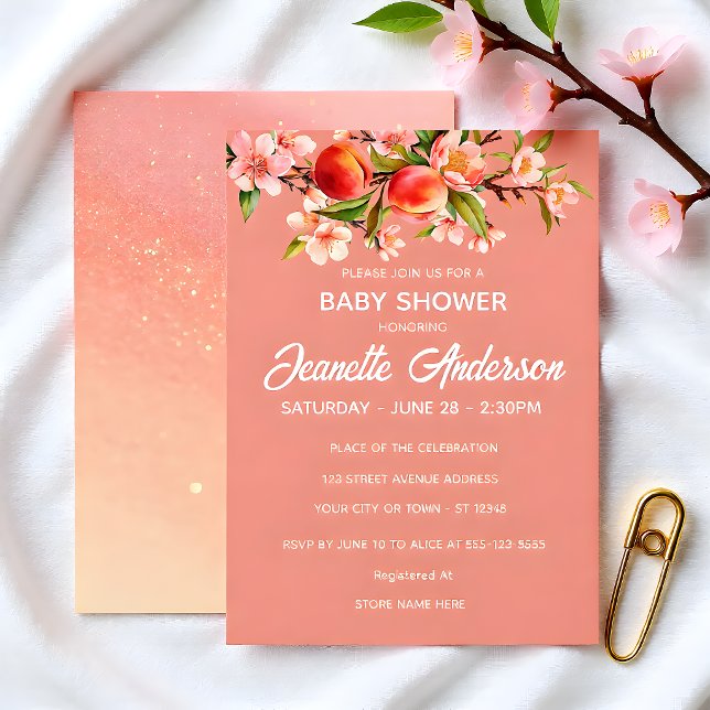 Invitation Baby Shower au Verger de Pêches Douces (Créateur téléchargé)