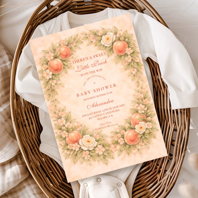 Invitation Baby Shower au Verger de Pêches Douces (Créateur téléchargé)