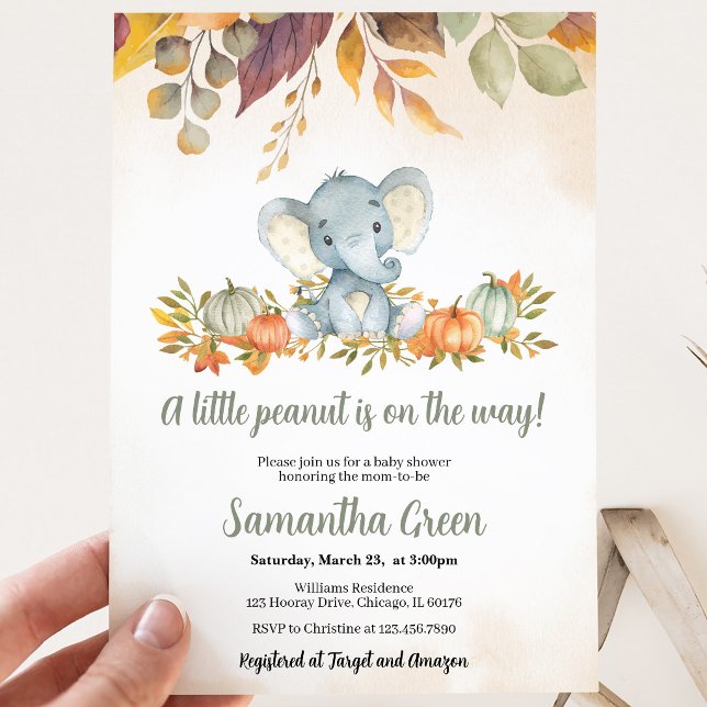Invitation Baby-Shower Automnal Éléphant (Créateur téléchargé)