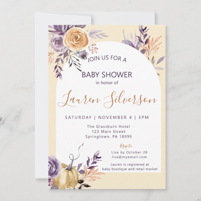 INVITATION BABY SHOWER AUTOMNE (Devant)