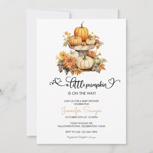 Invitation Baby Shower Automne Citrouille (Devant)