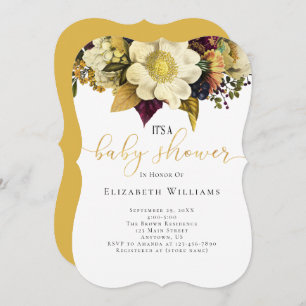 Invitation Baby shower Automne Fleurs d'automne