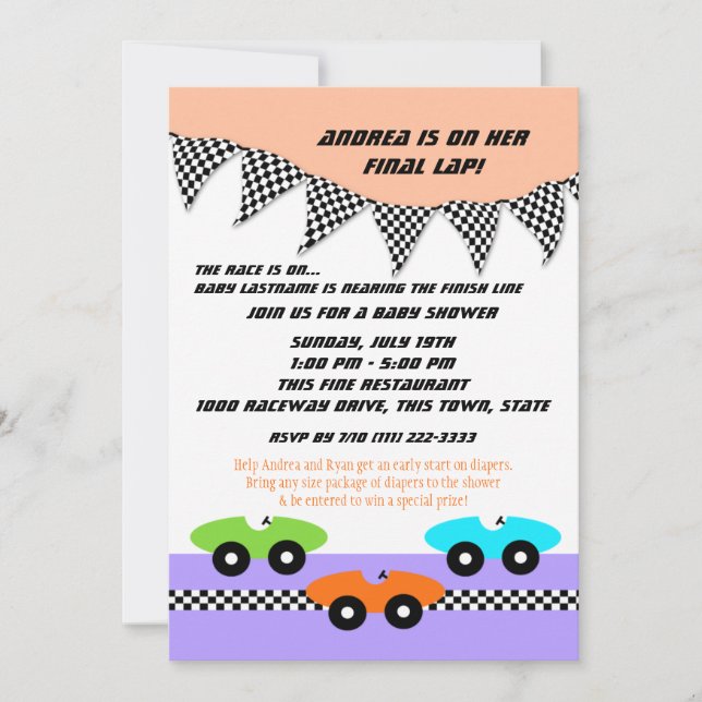 Invitation Baby shower automobile (Devant)