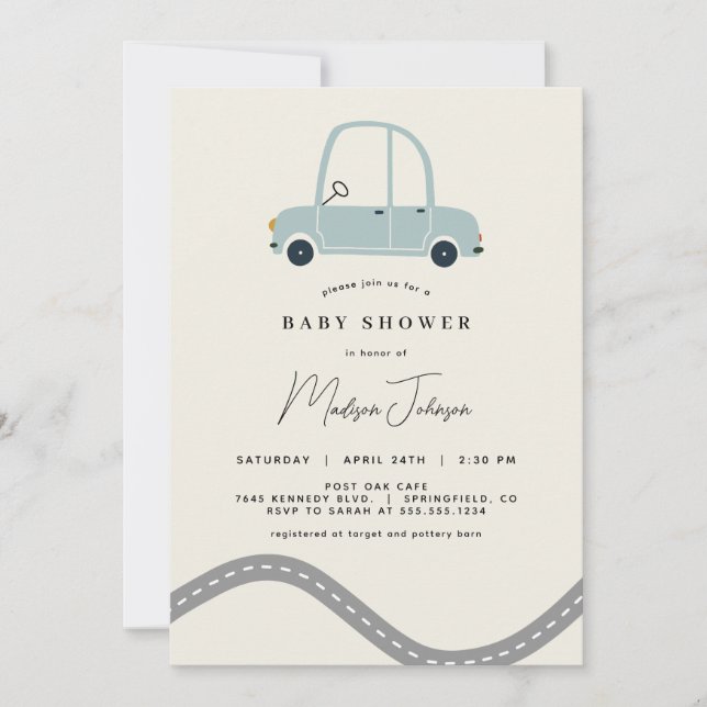 Invitation Baby shower automobile (Devant)