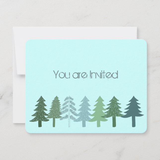 Invitation Baby shower aux arbres verts bleus (Devant)