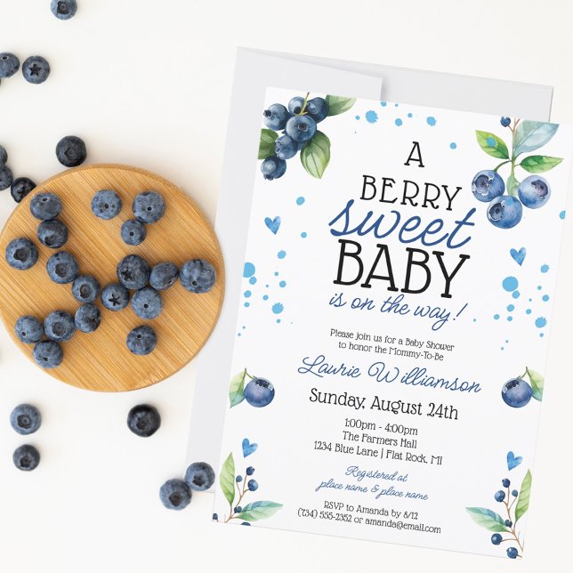 Invitation Baby Shower aux Bleuets Sucrés (Créateur téléchargé)