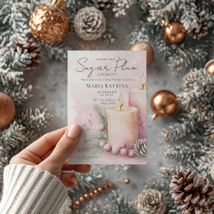 Invitation Baby shower aux bougies de Noël aquarelle