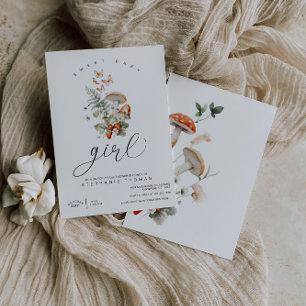 Invitation Baby shower aux champignons et aux fraises