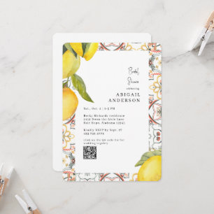 Invitation Baby Shower aux Citrons Aquarelle Arrondis