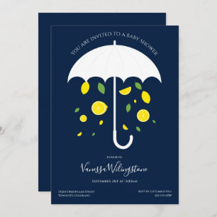Invitation Baby shower aux citrons blancs parapluie
