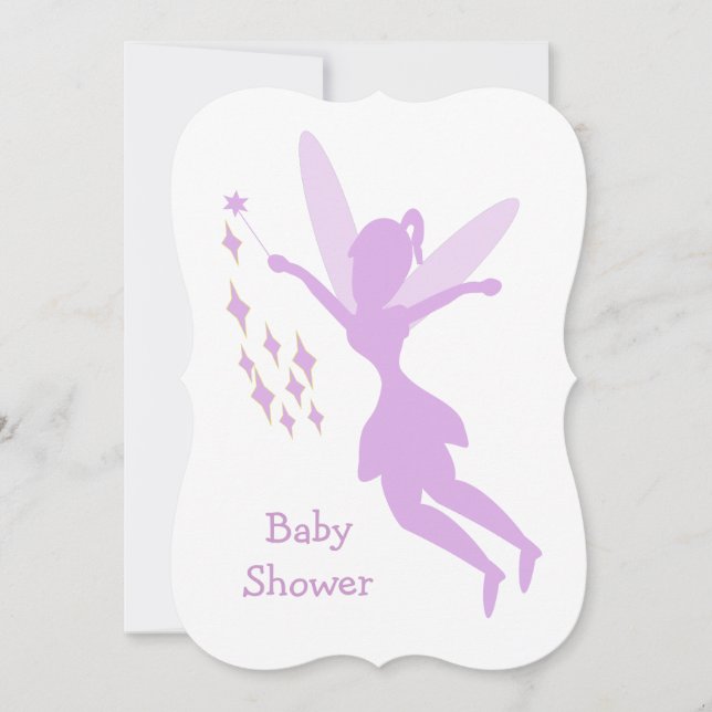 Invitation Baby shower aux fées violettes (Devant)