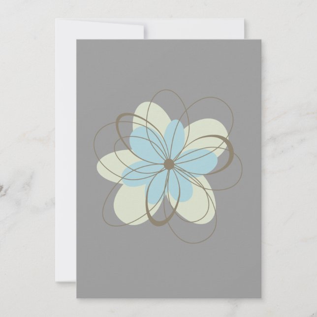 Invitation Baby shower aux fleurs bleues (Devant)