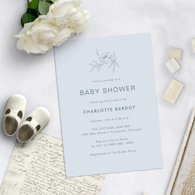 Invitation Baby-Shower aux Fleurs Bleues (Créateur téléchargé)